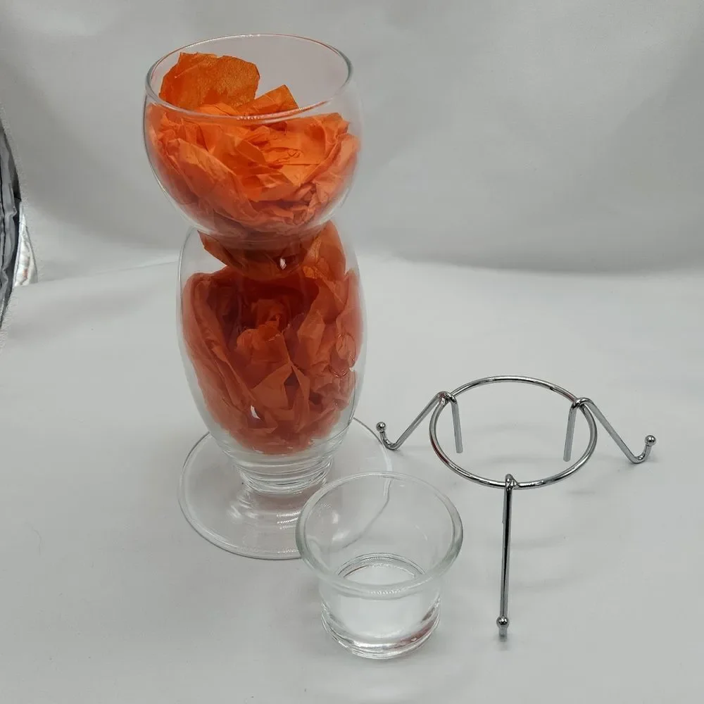 🩵PartyLite Vibrant Orange Candle Holder 3 Piece Set